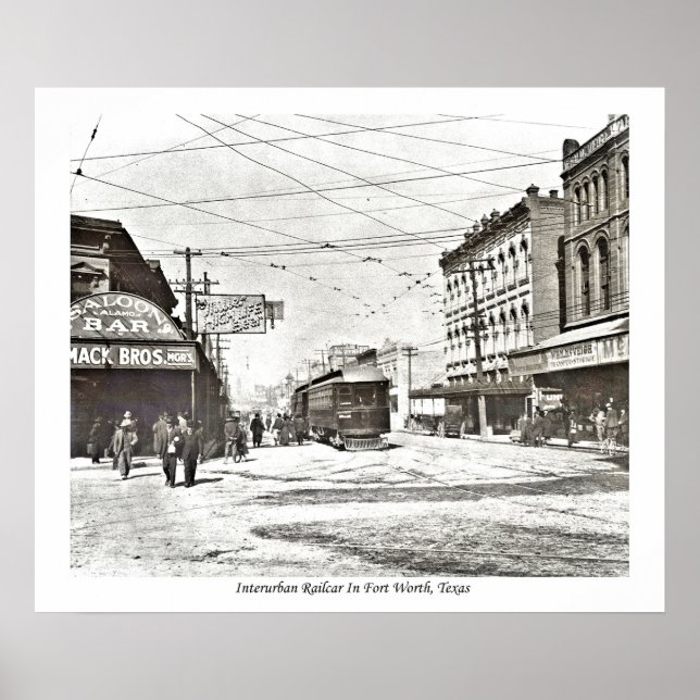 Póster Interurban railcar in downtown Fort Worth, Texas P (Frente)