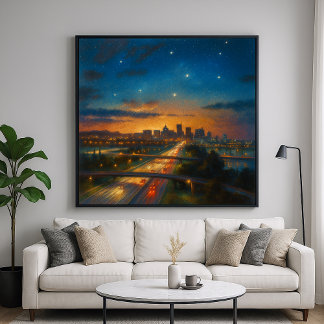 Póster Into The City - Pastel Painting Style Cityscape