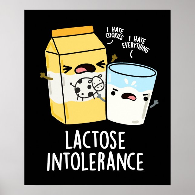 Póster Intolerancia a la lactosa Leche divertida Pun Oscu (Frente)