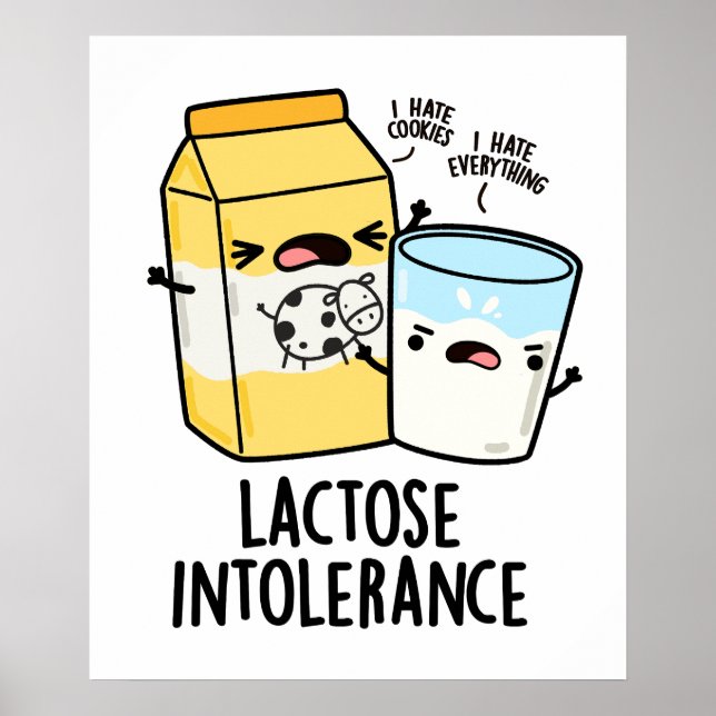 Póster Intolerancia a la lactosa Pun de leche divertida (Frente)
