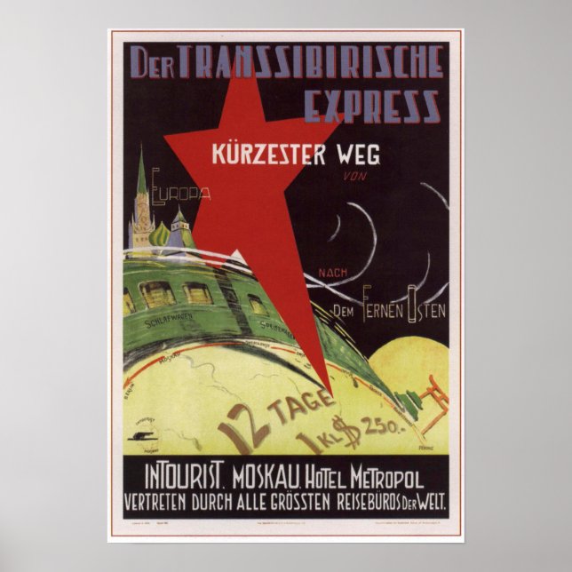 Póster "Intourista. Expreso transsiberiano" URSS 1930 (Frente)