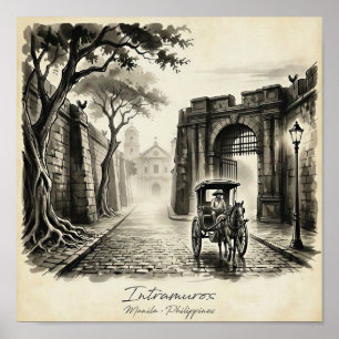 Póster Intramuros Manila Kalesa Patrimonio 