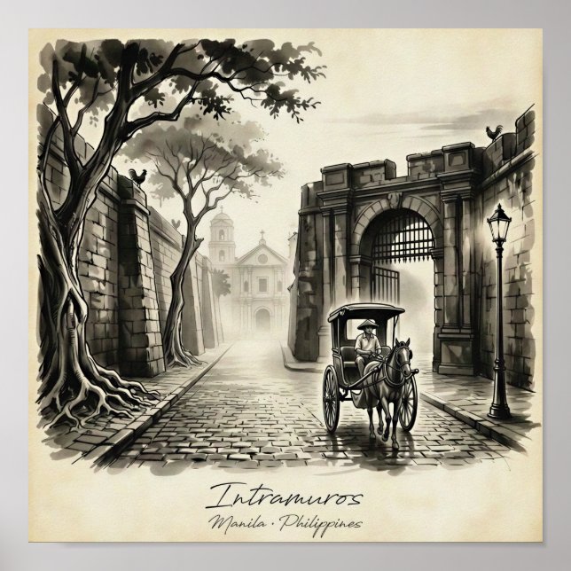 Póster Intramuros Manila Kalesa Patrimonio  (Frente)