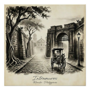 Póster Intramuros Manila Kalesa Patrimonio 