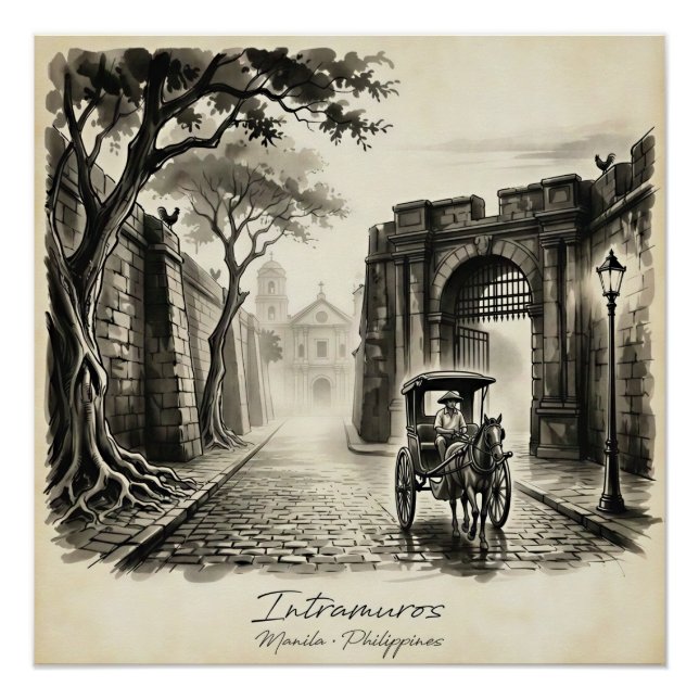 Póster Intramuros Manila Kalesa Patrimonio  (Anverso)