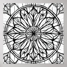 Póster Intricate Cathedral Line Pattern: Stained-Glass