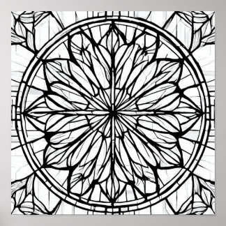 Póster Intricate Cathedral Line Pattern: Stained-Glass