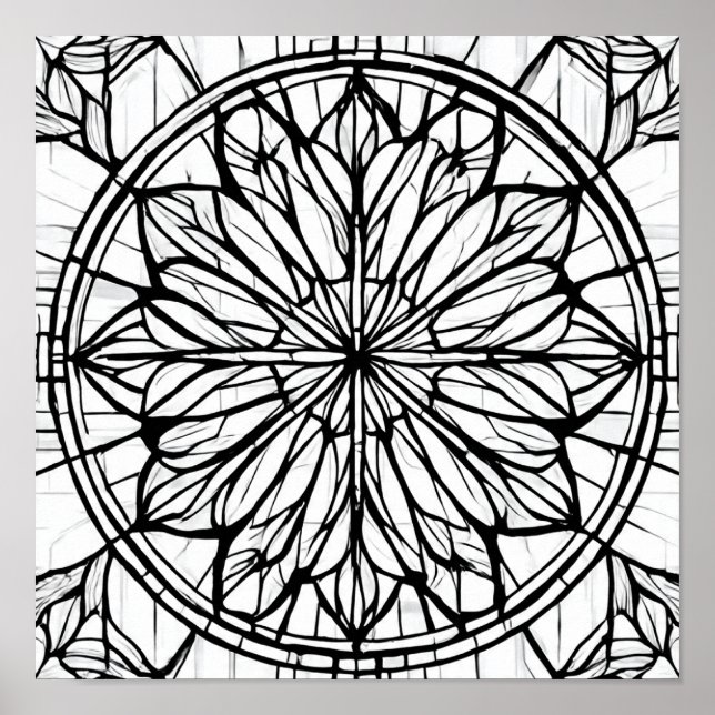 Póster Intricate Cathedral Line Pattern: Stained-Glass (Frente)