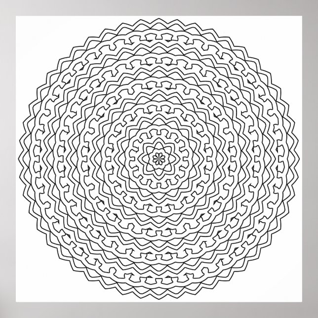 Póster Intricate Concentric Loop Mandala with Floral Core (Frente)
