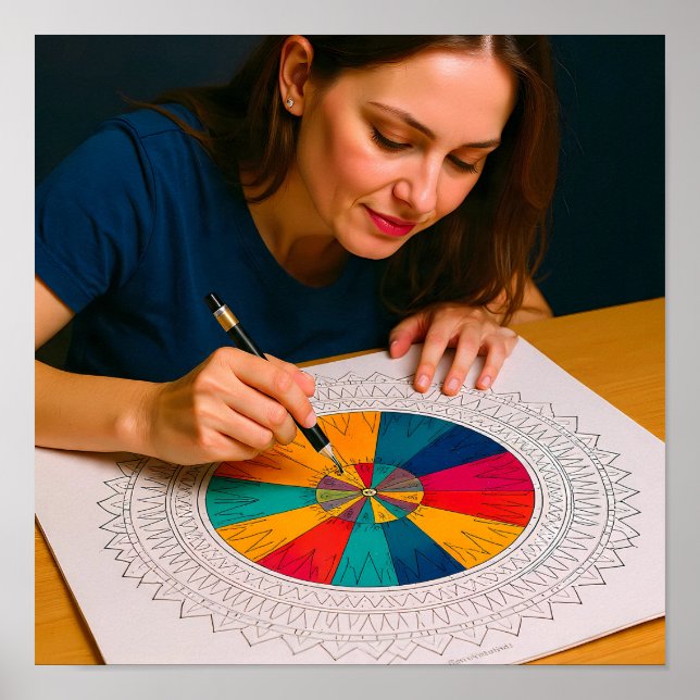 Póster Intricate Mandala Coloring Detail Technique (Frente)