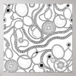 Póster Intricate Wealth Decoupage Template Line Art