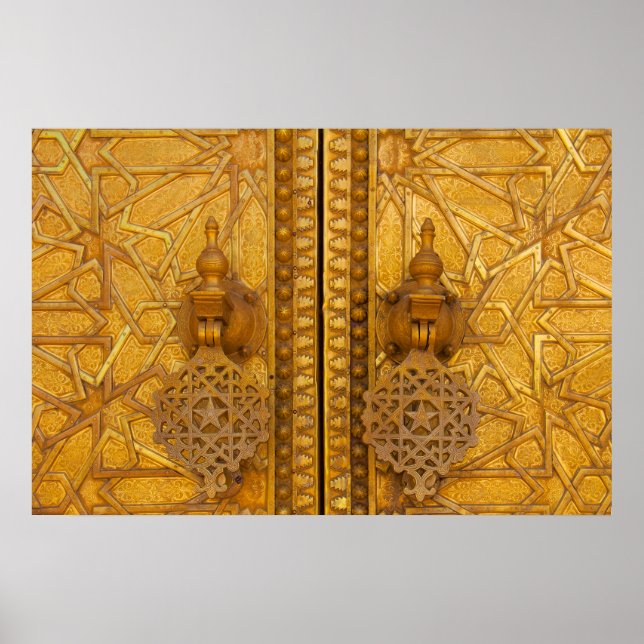 Póster Intrincadas puertas de fibra del palacio de Fez (Frente)