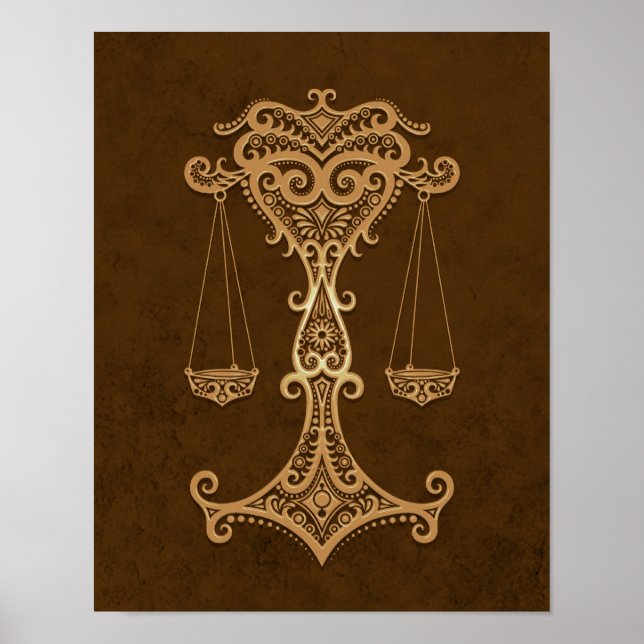 Póster Intrincado Brown Libra Zodiac (Frente)