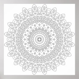 Póster Intrincado Mandala de Filigrana Floral con Anillos