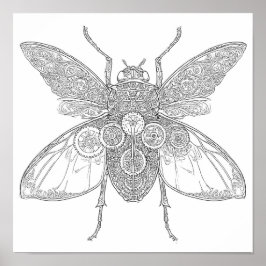 Póster Intrincado Página para Colorear de Adultos: Insect