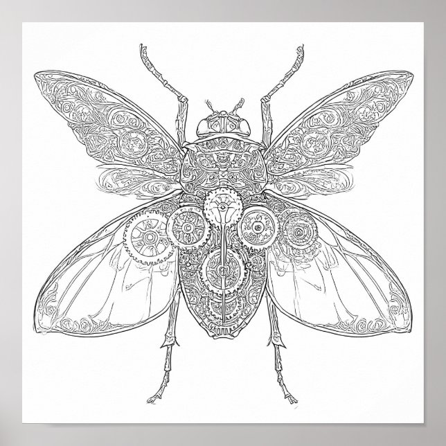 Póster Intrincado Página para Colorear de Adultos: Insect (Frente)