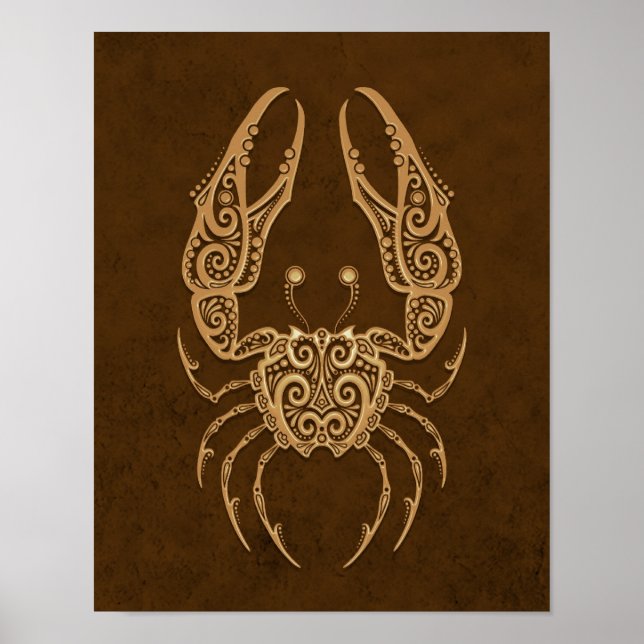 Póster Intrincado Zodiaco de Cáncer Marrón (Frente)