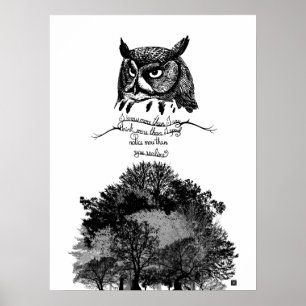 Póster Introvert Empath Owl sabiduría ilustrada cita de t