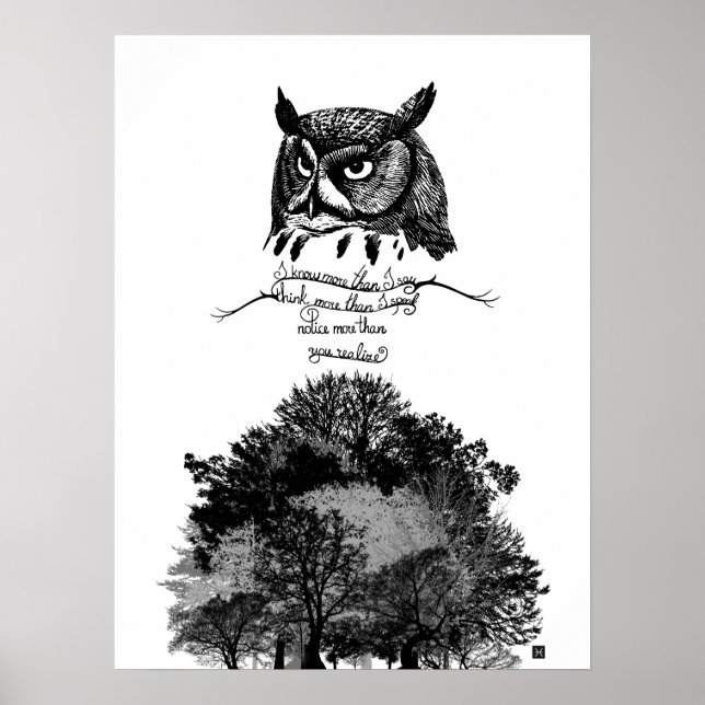 Póster Introvert Empath Owl sabiduría ilustrada cita de t (Frente)