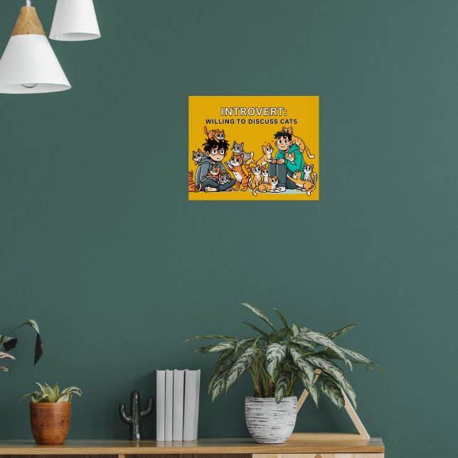 Póster Introvertido - Dispuesto a discutir gatos | Divert (Salón 1)