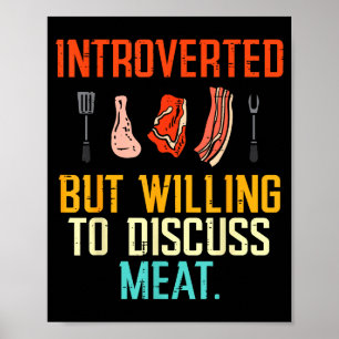 Póster Introvertido pero dispuesto a discutir carne Bbq B