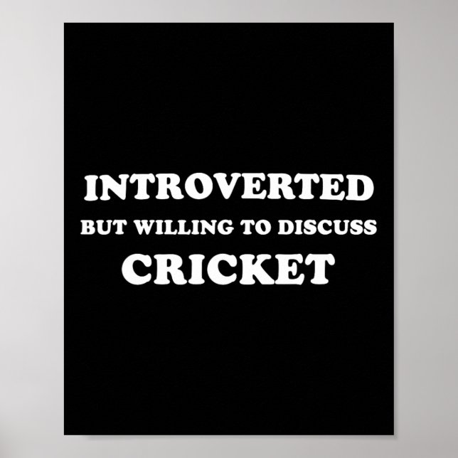 Póster Introvertido Pero Dispuesto A Discutir Cricket Div (Frente)