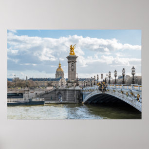 Póster Invalides y puente Pont Alexandre III - París