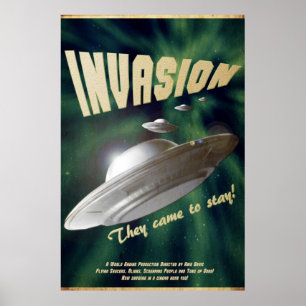 Póster Invasión del UFO - cartel de película del vintage
