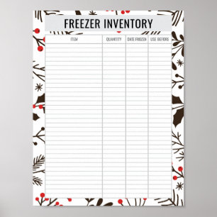 Póster Inventario de Congelador Imprimible en Papel 8.5x1