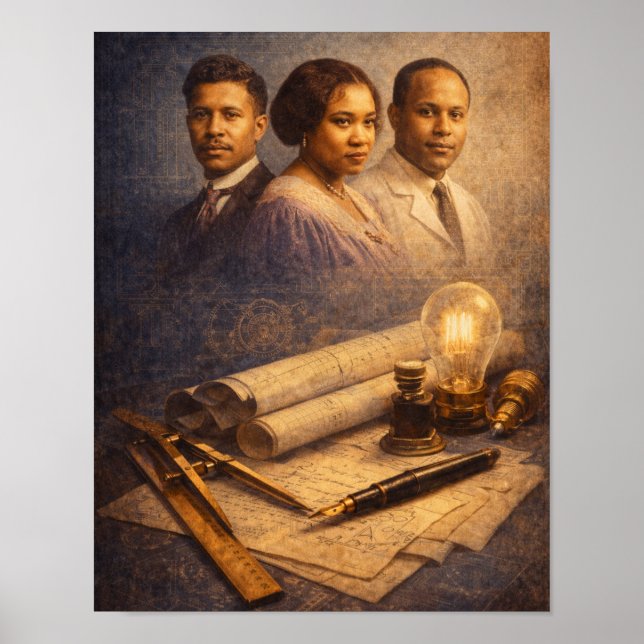 Póster Inventores Legendarios Negros (Frente)