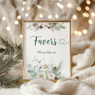 Póster Invernales elegantes favores de hoja perenne toman