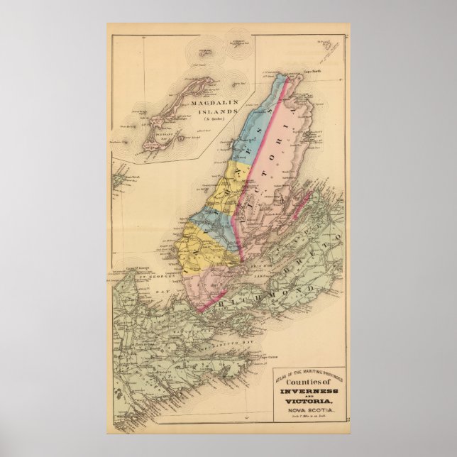 Póster Inverness, Condados de Victoria, NS (Frente)