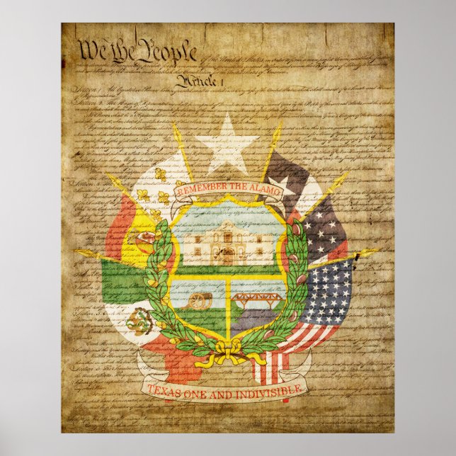 Póster Invertir el sello del estado de Texas (Frente)