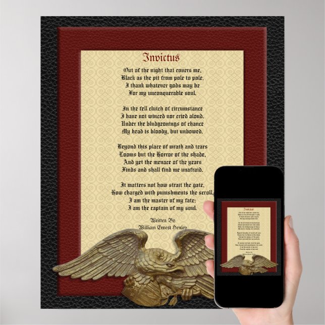 Póster Invictus, poema de cuero con águila 