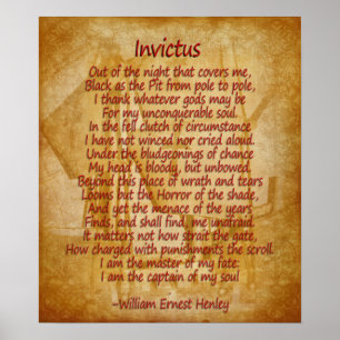 Póster Invictus, poema en fondo de la mirada del