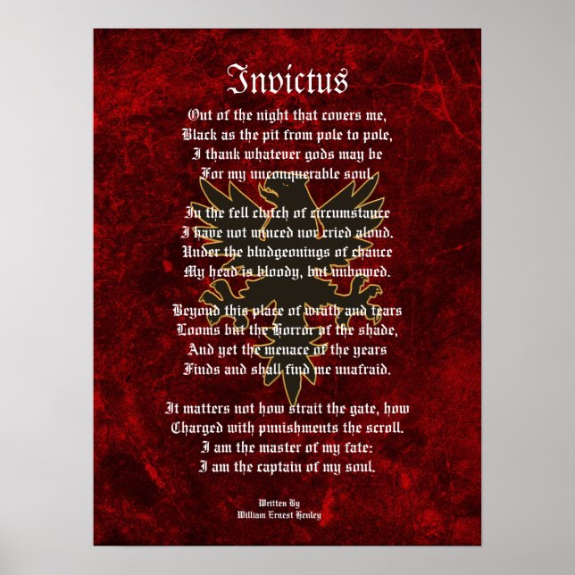 Póster Invictus, poema victoriano águila negra (Frente)