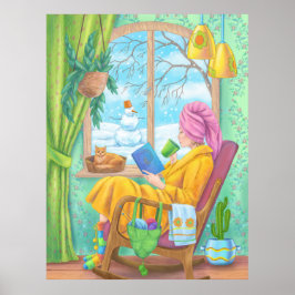 Póster Invierno acogedor ilustracion casero