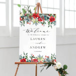 Póster Invierno acuarela Blooms Garlands Cena de ensayo<br><div class="desc">Bienvenido a sus huéspedes con estilo con nuestro cartel de bienvenida con el ensayo de personalizable, que presenta un hermoso diseño acuático de poinsettias, winterberries, agujas de pino y otras flores y vegetación de invierno. Este cartel de ensayo floral es perfecto para bodas de invierno, este elegante cartel capta la...</div>