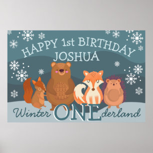 Póster Invierno Animales boscosos de Onederland 1er cumpl