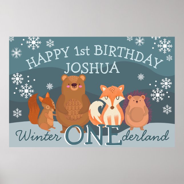 Póster Invierno Animales boscosos de Onederland 1er cumpl (Frente)