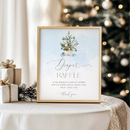 Póster invierno azul Bebé hace frío afuera de la rifa de