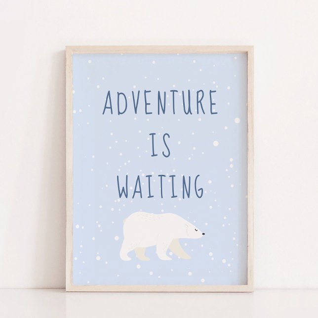 Póster Invierno Azul | La Aventura Está Esperando La Deco (Blue Winter | Adventure Is Waiting Nursery Decor)