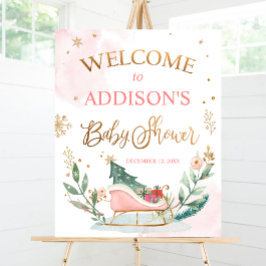 Póster Invierno Baby Shower Bienvenidos Sleigh Frío Afuer