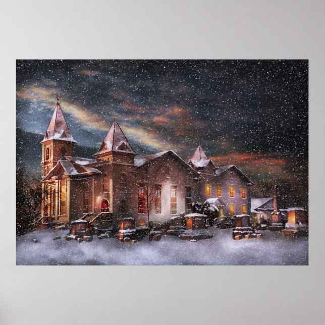 Póster Invierno - Clinton, NJ - Noche de Paz (Frente)
