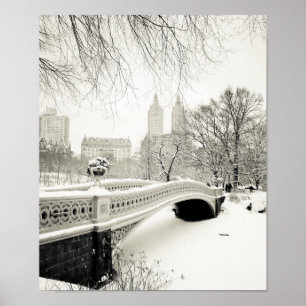 Póster Invierno de Central Park - Nieve sobre puente de B