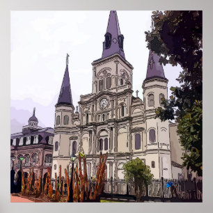 Póster Invierno de la Catedral de Nueva Orleans