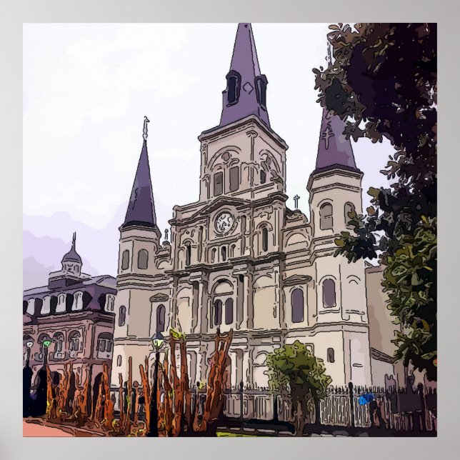 Póster Invierno de la Catedral de Nueva Orleans (Frente)