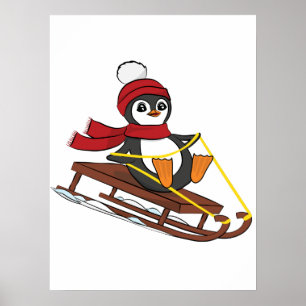 Póster Invierno de los animales de la raza pingüino con n