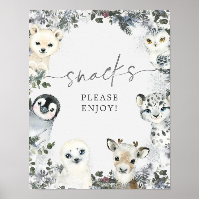 Póster Invierno de los animales del Ártico Aperitivos de  (Frente)