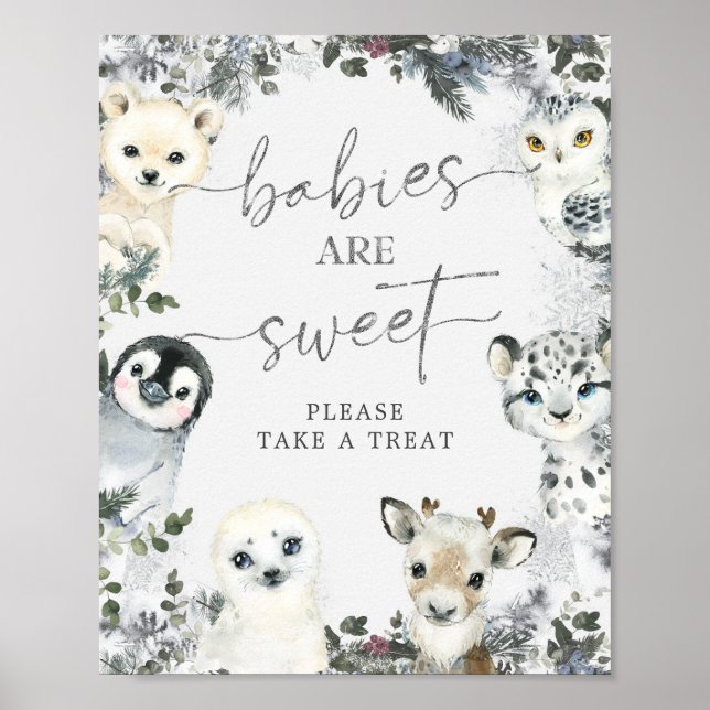 Póster Invierno de los animales del Ártico Los bebés de l (Frente)